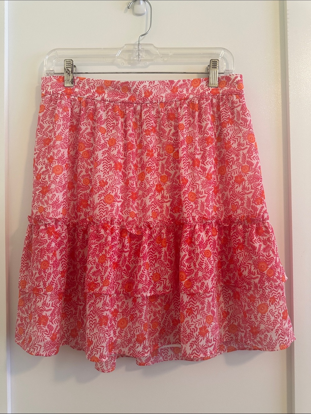 J. Crew Pink Floral Tiered Skirt Woman’s